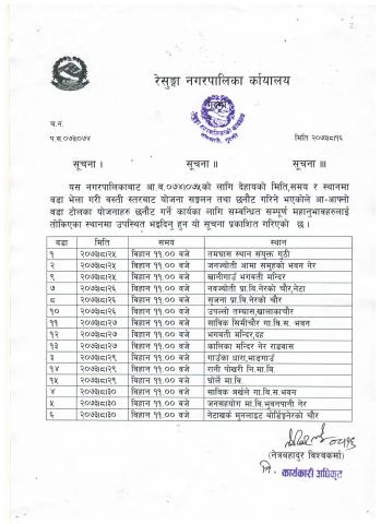 वडा भेला सम्बन्धी सूचना 